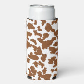 Bruin en witte Koeienhuid Seltzer Blikjeskoeler (Seltzer Voorkant)