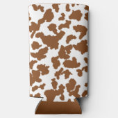 Bruin en witte Koeienhuid Seltzer Blikjeskoeler (Achterkant)