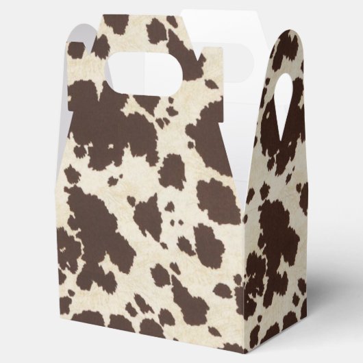 Bruin en Witte koeienprint gevelstijldoos Bedankdoosjes (Geopend)