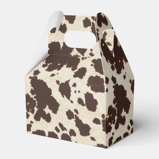 Bruin en Witte koeienprint gevelstijldoos Bedankdoosjes (Voorkant Zijde)