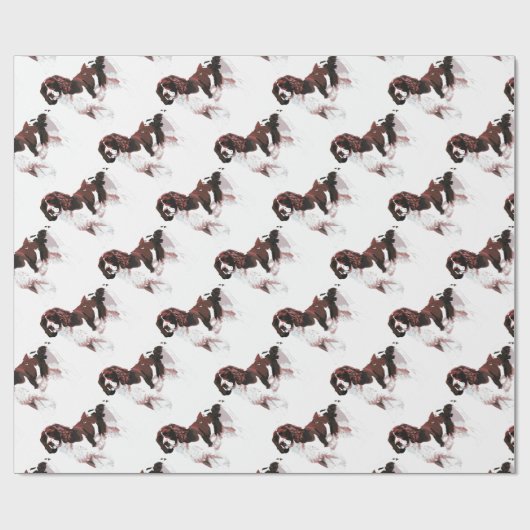 Bruin en witte spaniel cadeaupapier (Vlak)