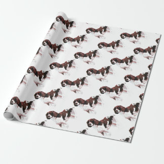 Bruin en witte spaniel cadeaupapier