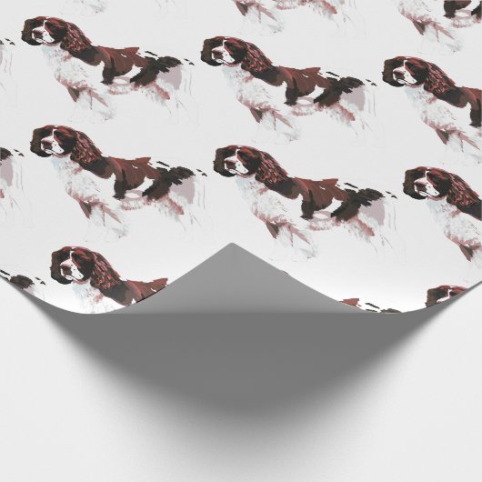 Bruin en witte spaniel cadeaupapier (Hoek)