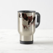 Bruin en witte spaniel reisbeker (Voorkant rechts)
