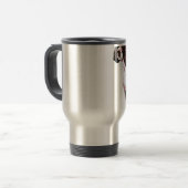 Bruin en witte spaniel reisbeker (Voorkant links)