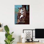 Bruin en Witte Uil Poster (Thuiskantoor)