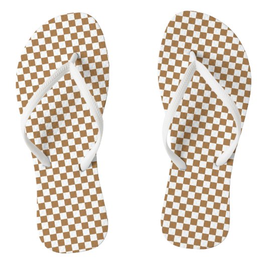 Bruin en wittestikeltjes Teenslippers (Voetbed)