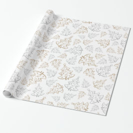 Bruin en zilver Elegant kerstbomen Pattern Cadeaupapier