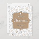 Bruin en zilver Elegant kerstbomen Pattern Feestdagenkaart (Voorkant / Achterkant)