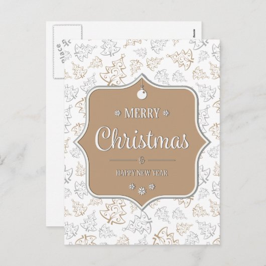 Bruin en zilver Elegant kerstbomen Pattern Feestdagenkaart (Voorkant / Achterkant)
