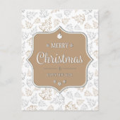 Bruin en zilver Elegant kerstbomen Pattern Feestdagenkaart (Voorkant)