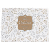 Bruin en zilver Elegant kerstbomen Pattern Groot Cadeauzakje (Achterkant)