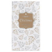 Bruin en zilver Elegant kerstbomen Pattern Klein Cadeauzakje (Achterkant)