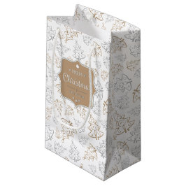 Bruin en zilver Elegant kerstbomen Pattern Klein Cadeauzakje