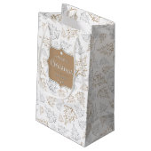 Bruin en zilver Elegant kerstbomen Pattern Klein Cadeauzakje (Achterkant Gekanteld)