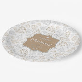 Bruin en zilver Elegant kerstbomen Pattern Papieren Bordje (Gekanteld)