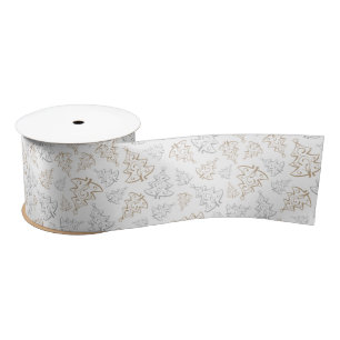 Bruin en zilver Elegant kerstbomen Pattern Satijnen Lint