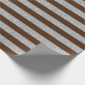 Bruin en zilver glitter strepen inpakpapier (Hoek)