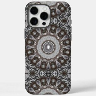 Bruin en zilveren Kaleidoscoop Mandala Patroon iPhone 16 Pro Max Hoesje