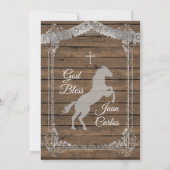 Bruin- en zilverMexicaanse Baptism Charro Invitati Kaart (Achterkant)