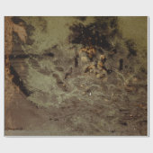 Bruin en zwart abstract schilderij cadeaupapier (Vlak)