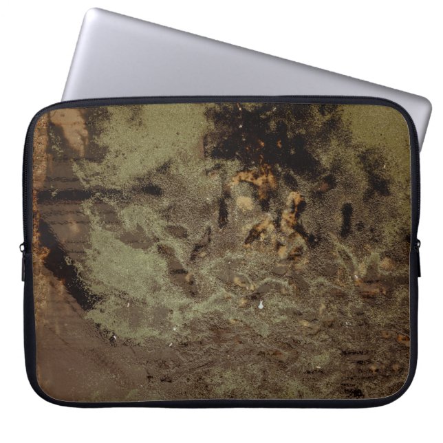 Bruin en zwart abstract schilderij laptop sleeve (Voorkant)
