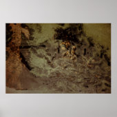 Bruin en zwart abstract schilderij poster (Voorkant)