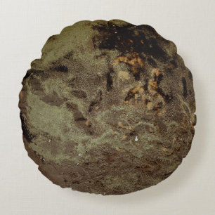 Bruin en zwart abstract schilderij rond kussen