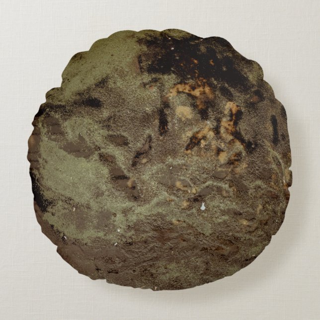 Bruin en zwart abstract schilderij rond kussen (Voorkant)