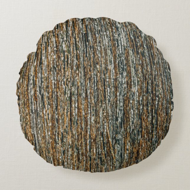 Bruin en zwart abstract schilderij rond kussen (Voorkant)