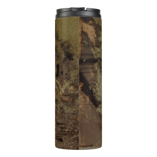 Bruin en zwart abstract schilderij thermosbeker (Achterkant)