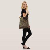 Bruin en zwart abstract schilderij tote bag (Op model)