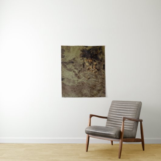 Bruin en zwart abstract schilderij wandkleed (In situ)