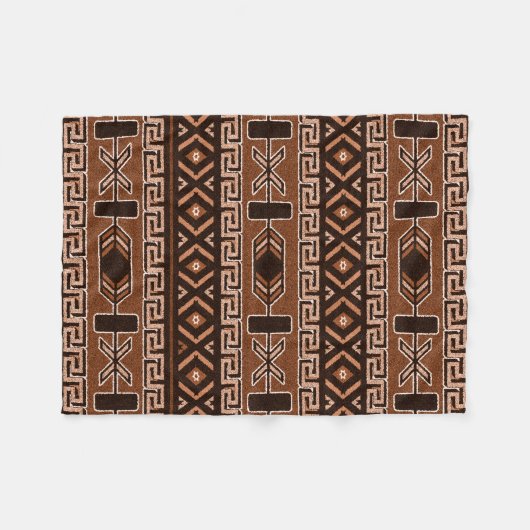 Bruin en zwart Azteeks patroon Fleece Deken (Voorkant (Horizontaal))