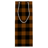 Bruin en Zwart Buffel Controleer Rustieke Kerstmis Wijn Cadeautas (Achterkant)