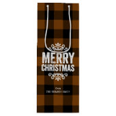 Bruin en Zwart Buffel Controleer Rustieke Kerstmis Wijn Cadeautas (Voorkant)