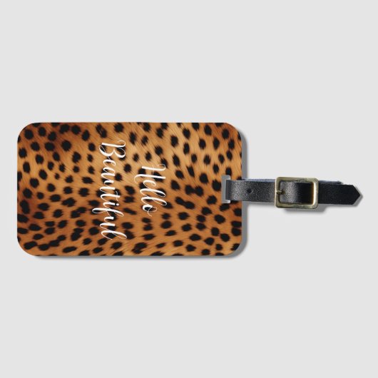 Bruin en Zwart Cheetah Dierenprint Bagagelabel (Voorkant (horizontaal))