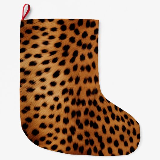 Bruin en Zwart Cheetah Dierenprint Grote Kerstsok (Voorkant)