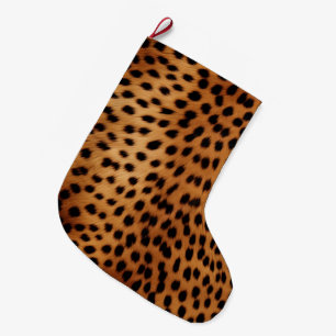 Bruin en Zwart Cheetah Dierenprint Grote Kerstsok