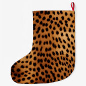 Bruin en Zwart Cheetah Dierenprint Grote Kerstsok (Achterkant)