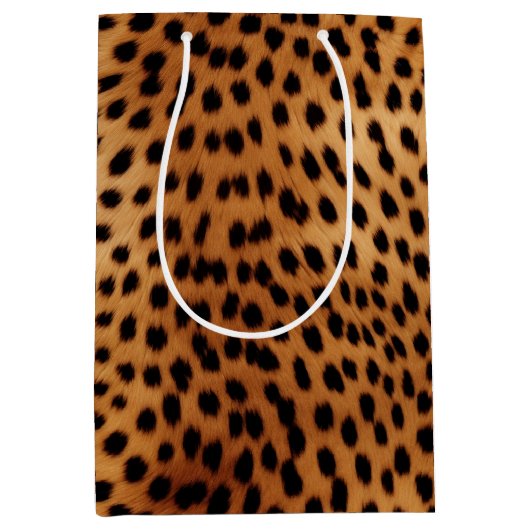 Bruin en Zwart Cheetah Dierenprint Medium Cadeauzakje (Voorkant)