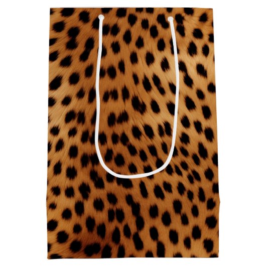 Bruin en Zwart Cheetah Dierenprint Medium Cadeauzakje (Achterkant)