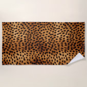 Bruin en Zwart Cheetah Dierenprint Strandlaken (Voorkant)