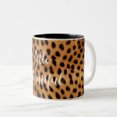 Bruin en Zwart Cheetah Dierenprint Tweekleurige Koffiemok (Voorkant rechts)