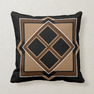 Bruin en zwart geometrisch patroon kussen