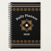 Bruin en zwart geometrisch patroon planner (Voorkant)