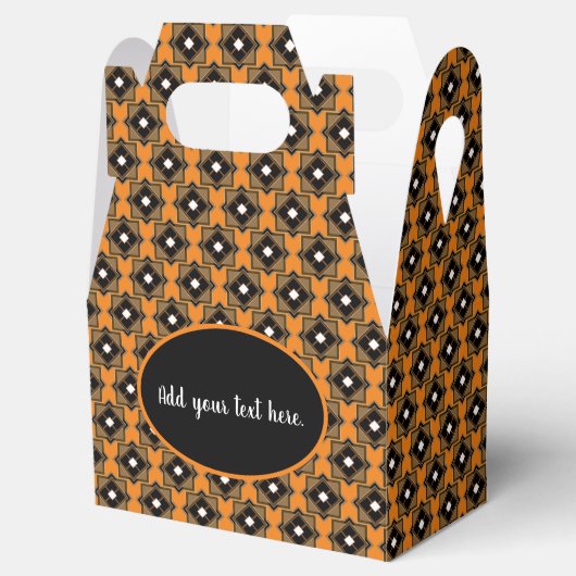 Bruin en zwart Geometrisch patroon voor draagtas Bedankdoosjes (Geopend)
