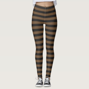 Bruin en zwart glanzende broeken leggings