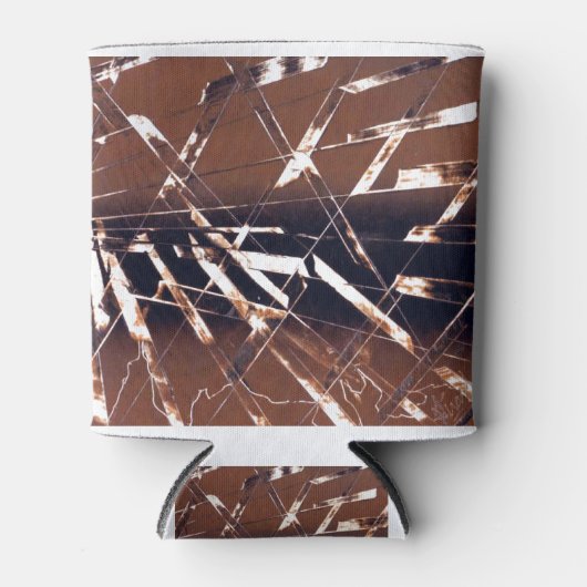 Bruin en Zwart Hoekig Abstract Blikjeskoeler (Voorkant)