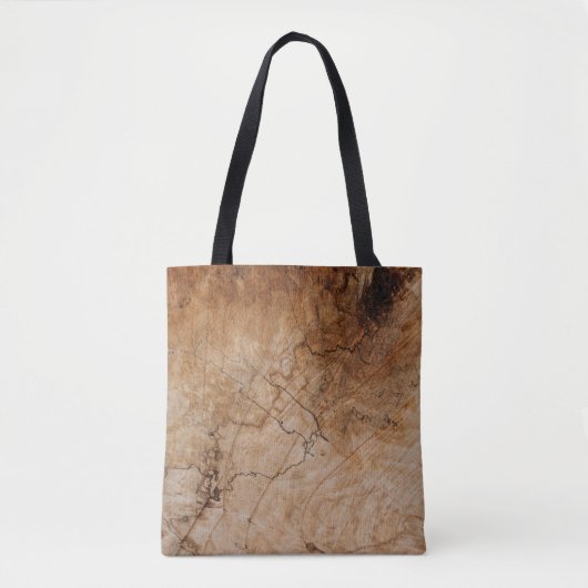 Bruin en zwart houten oppervlak tote bag (Voorkant)